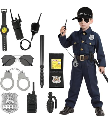 Kit Accessoires Policier Enfant – Menottes, Badge, Talkie-walkie Et Sifflet Pour Déguisement Et Cosplay