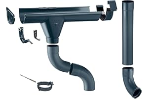 ZAMBELLI Zink Dachrinne Komplettset Gartenhaus, Carport, Terrasse, 1 Dachseite, 8 teilig /250 6m Anthrazit ohne Löten, für Dachfläche bis ca. 70m²