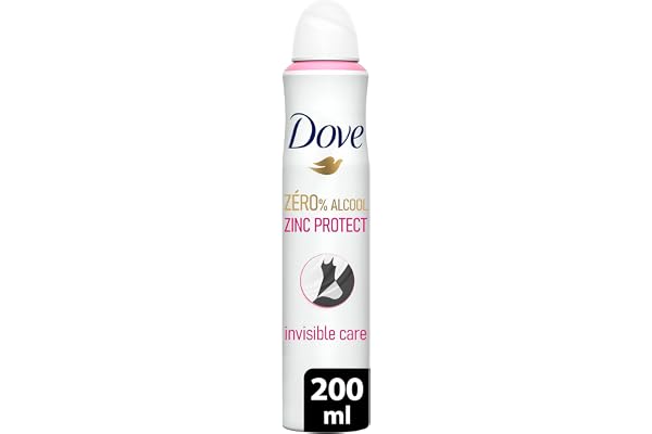 DOVE Déodorant Spray Zinc Protect 0% Alcool - Invisible Care - Soin quotidien des aisselles - 72h de protection anti-odeurs - 200ml