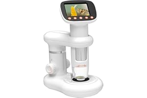 HOMEASY Microscopio para Niños Digital 50X a 1000X con Pantalla HD y Doble Luz LED Juguete Educativo para Aventuras Científicas Regalo Ideal para Niños con Set de Accesorios Incluido y Tarjeta SD 16GB