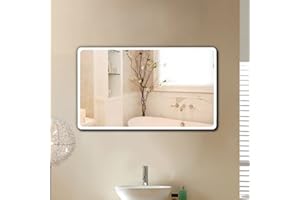 Drumm Espejo de Baño 70 * 120cm, Espejo de Maquillaje Iluminado,Espejo de Baño con Tira de LED Brillo (Luz Blanca Fría 6500K), Espejo de Cortesía con Interruptor Táctil
