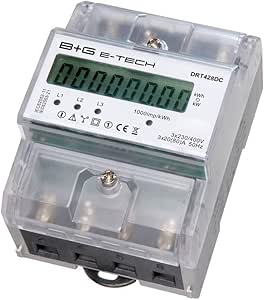 B+G E-Tech DRT428DC - digitaler 3 Phasen Stromzähler Drehstromzähler für DIN Hutschiene mit S0 Schnittstelle und LCD Display, nicht rückstellbar (manipulationssicher), direktmessend 3x230/400V 20(80)A