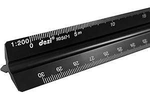 PFLYPF 1 pieza de regla de escala de aleación de aluminio negro, regla de escala triangular de metal, adecuada para estudiantes, ingenieros, arquitectos