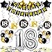 Produktbild Puselo 18. Geburtstag Dekorationen, Cheers to 18 Years Banner Party Zubehör Set & Dekorationen Folienballons Geburtstag - Gold, Silber & Schwarz Latex-Ballon-Dekoration für alle Erwachsenen geeignet