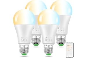 DUSKTEC Lampadine LED E27 Smart, Compatibile Alexa, Lampadina Inteligente Bluetooth 12W 1300LM 120W Equivalente, Dimmerabile 2700K-6000K Luce Bianco Caldo Fredda, App Controllato, 4 Pezzis