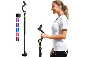 AOHHL Walking Sticks Foldable for Men & Women Seniors for Balance,Self Standing Folding Cane,Height Adjustable Anti-Slip Lightweight Alloy Walking Stick Collapsable for Travel Mobility Aid