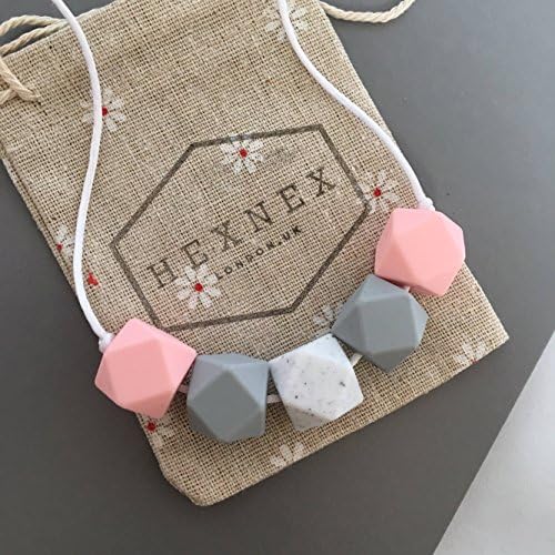 Peach and Granite Silicone Teething Necklace for Mum Breastfeeding Accessory Baby Wearing and Teething