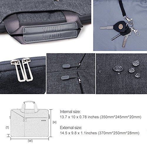 WIWU Wasserdichte Nylon Laptop Aktentasche für MacBook Air / Pro Retina 13,3″ Oxford Sleeve / Surface Pro 4 5 / Ultrabooks bis 13 Zoll Notebooks Hülle Tasche Bag mit Schultergurt Dienstreise Schutzhülle (Grau, 13 Zoll) - 4