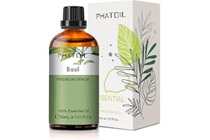 PHATOIL Olejek Eteryczny Bazylii 30ML, Olejki Eteryczne do Dyfuzora, Olejek Bazylii Czysty Naturalny do Nawilżaczy Aromaterapeutycznych DIY Świece