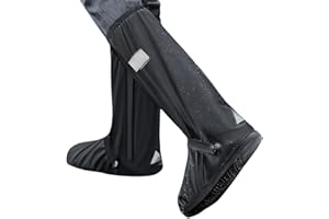 Amexo Waterproof Shoe Covers, Rain Overshoes Waterproof Boot Covers Shoe Covers Reusable with Zipper Non Slip Sole Reflector for Men Women Rain Snow Outdoor Sports Cycling Bicycle