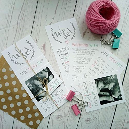 Personalised Photo Wedding Invitation Set with Lovers Picture RSVP and Wish Poem Minimal We Do Wedding Invite Pastel Colours Photo Bride and Groom Brides or Grooms 4 Layer Wedding Cards (Pack of 10)