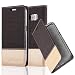 Produktbild Samsung Galaxy S7 (NICHT EDGE) Hülle in ANTRAZIT GOLD von Cadorabo - Handyhülle im Stoff Design mit Magnetverschluss Standfunktion Kartenfach Case Cover Schutzhülle Etui Tasche Book Klapp