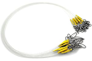 YOTO Fluorocarbon Bas de Ligne 6PCS/12PCS 0.7mm 45cm carnassiers avec émerillon et Snap Capacité de Charge 20Kg Invisible pour la pêche en Eau Douce et en Eau salée