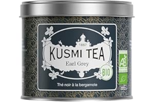 ‎KUSMI TEA Kusmi Tea - Earl Grey - Bio Earl Grey Schwarzer Tee Aromatisiert mit Ätherischem Bergamotteöl - Loser Tee - 100 g Metalldose - Menge für etwa 50 Tassen