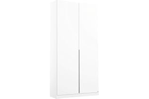 ‎RAUCH MÖBEL Rauch Möbel Alabama Wardrobe, White, Hinged Door Cupboard, 2 Doors, Includes Basic Accessory Pack of 1 Clothes Rail and 2 Shelves, 91 x 229 x 54 cm (W x H x D)