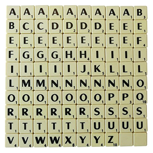 Preisvergleich Produktbild NMIT Scrabble-Buchstaben, Kunststoff, elfenbeinfarben, 100 Stück