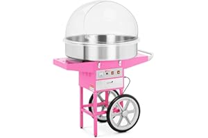 ‎ROYAL CATERING Royal Catering RCZC-1200XL Zuckerwattemaschine XXL Cotton Candy Maschine mit Wagen und Abdeckhaube Spuckschutz (Ø 72 cm, 1.200 W, 1 Einheit / 60 s, inkl. Zubehör) Pink