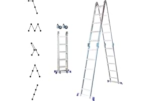 HOSTRÖM Echelle Pliante articulée STAVALANCE4x5, 5,7m, 20 marches, Multifonction, ecarteur de Mur, escabeau, Aluminium, H Travail Max 6,29m