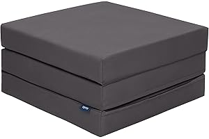 Ready Steady Bed Materasso pieghevole a Z singolo | Letto pieghevole cubo Z resistente all'acqua | Bambini ospiti soggiorno camera da letto Sleepover | Comodo pouf futon | Comoda sedia (grigio scuro)