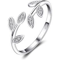 Anello Donna In Argento 925 Con Piuma E Zirconia - Regolabile, Ali D'Angelo, Gioiello Fidanzamento