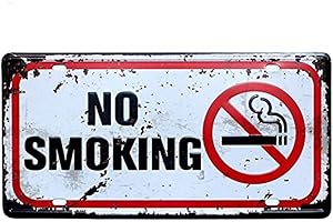 Eureya - Plaque d'immatriculation de voiture - Décoration murale vintage pour maison, café, bar, pub, restaurant, exposition - 15,2 x 30,5 cm, Métal, No Smoking, 6"x12"