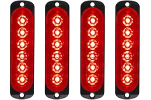 YIFENGSHUN 4pcs 12-24V Luces Estroboscópica de Advertencia de Emergencia Ultra-delgada - Barra de Luz de Precaución de Destello 6LEDS - Camión de Motocicleta Para Automóvil - Rojo