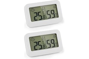 OMCGG Lot de 2 Mini Hygromètres Thermomètres D'intérieur, Thermomètre Hygromètre Numérique Écran LCD Jauge D'humidité Haute Précision Hygromètre Numérique pour Cave à Serre Chambre Bébé Incubateur Reptiles
