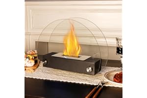 JHY DESIGN Portable Fireplace 35cm L Clean Burning Bio Ethanol Ventless Tabletop Fire Pit Bowl for Home Decor Indoor Outdoor Living Room Garden Patio Parties Events (Black)