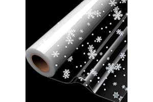 LZRINUE Rouleau de cellophane double plié 20 m × 84 cm, flocon de neige, rouleau de papier cellophane pour paniers, nourriture, cadeaux d'anniversaire, fleurs et travaux manuels, emballage de fête des mères