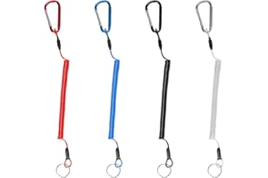 PFLYPF 4 piezas de resorte mosquetón cuerda perdida, alambre de acero cinturón mosquetón cuerda perdida, utilizado para senderismo, pesca y otras actividades al aire libre