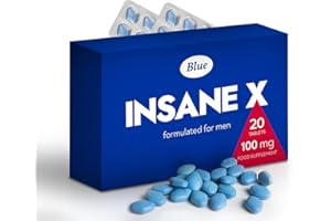 INSANE X 20 Blue Pills for Men 100mg Stronger & Harder Fast-Acting Enhanced Strength Supplements Tablets - Prolonged High Performance - Energy & Male Enhancing - Herbal & Food Supplement UK