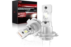 AUXIRACER H7 LED Ampoule, 100W 30000LM 6500K Blanc Froid, Ampoules de Phare Voiture et Moto, H7 LED 1:1 Mini Taille, Remplacement Halogène, Plug and Play, 2 pièces