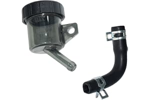 BOROCO Motorcykel bromsvätskebehållare universell motorcykelkoppling huvudbromscylinder, bromspump, tank, oljekopp, halvtransparent ersättningsbromsoljbehållare med 10 cm slang