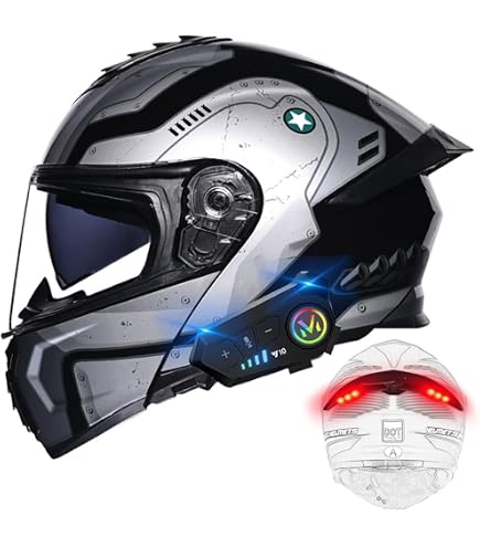 BYGMWEP Casque Moto Modulable Bluetooth 5.3 – Certifié ECE/DOT, Double Visière, Flip-Up Intégral – S à XL – Homme/Femme