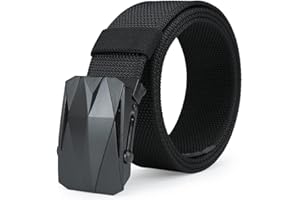 TEAMMAO Cintura Uomo Cintura Nylon Canvas Nera Cinta Grande Vita 110CM-200CM Automatico Cinturone Militare Tattico Alpinismo Caccia Sport all'Aperto Lavoro Belt.