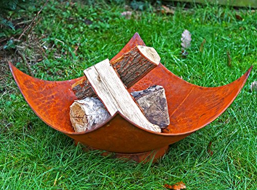 Feuer-Schale Pflanz-Schale Terrassen-Ofen Edelrost Designer rusty Garten-Kamin Feuer-Korb Feuer-Stelle 60cm Grill-Feuer - 9