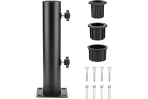 SLIIMU Sonnenschirmhalterung für den Außenbereich, 5,4 cm Durchmesser, Holzboden-Flaggenmasthalter, verschraubter Windsack-Stangen-Basishalter, verstellbarer Terrassentisch, Schirmständer außen für