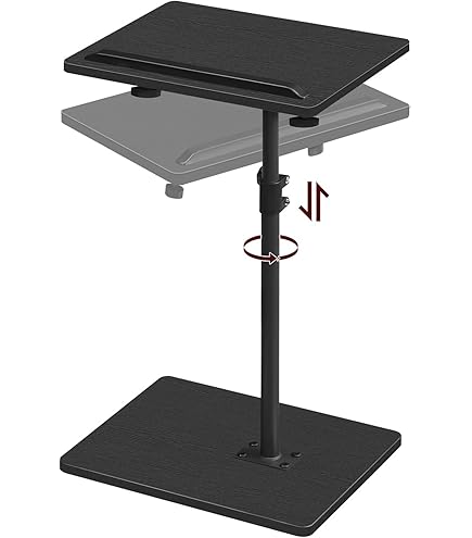 XUDREZ Verstelbare C-vormige bijzettafel, 360° draaibare bijzettafel, woonkamer banktafel, moderne kleine salontafel voor bed/badkuip (zwart-walnoot
