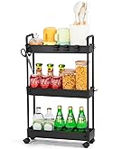 Xinng 3-Etagen Rollwagen - Schmaler Nischenwagen Mit Rädern 38,8x21,8x65cm