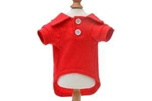lovelonglong Basic Dog Polo Shirts Premium Cotton, Polo T-Shirts for Large Medium Small Dogs with a Two-button Collar Blank Color Red XL