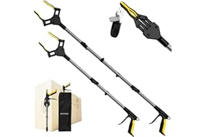 ANANOR 2 sztuki 91 cm i 81 cm składany chwytak dla seniorów, ulepszona szeroka szczęka z obrotową głowicą 360° i 2 torby do przechowywania, magnetycznym chwytak do śmieci, przedłużenia ramion, pomoce