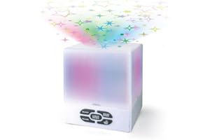 LIFEMAX Lullaby Star Cube Night Light Projector with Music: Soothing Sleep Aid, Colour-Changing Stars & Lullabies, Helpful for Insomnia & Tinnitus Masking, Battery/Mains Operated for Nursery, Bedroom, Travel