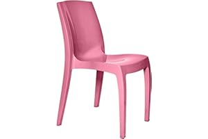 4 FRONT FURNITURE 1 x Chair Pink Gloss, Stackable, Recyclable, Strong, Made in UK, Durable, Stylish, Comfortable, UV Resistant | Kitchen, Living, Dining, Office, Outdoor, Café, Restaurant, College, Hotel, Event