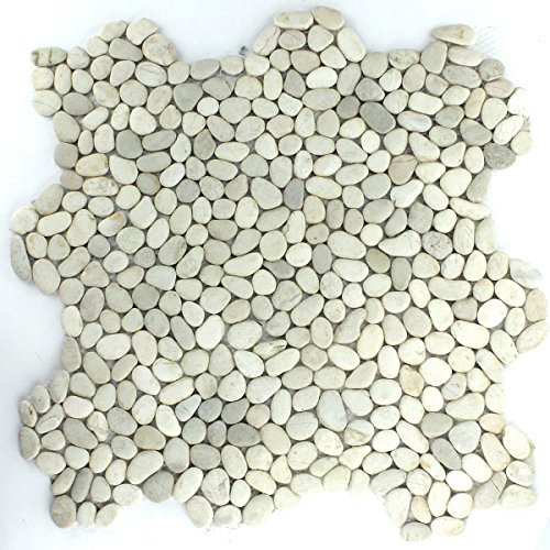 Preisvergleich Produktbild Fluss Kiesel Stein Mosaik Fliesen Pebble Weiss Mini