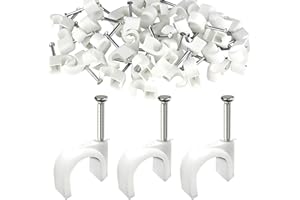 KYLOS 100 Pezzi Da 8Mm Di Fermacavo Con Chiodo, Graffette Clip Per Cavi, Fermacavi Muro Rotondo