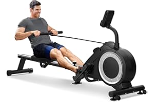 ‎COWMEW Rudergerät für zuhause klappbar, Rudergerät mit 16-stufig-Verstellbarer Widerstand, leises Magnetisches Rudergerät mit Gleitschiene aus Aluminium, LCD-Monitor, Faltbares Aufbewahrung