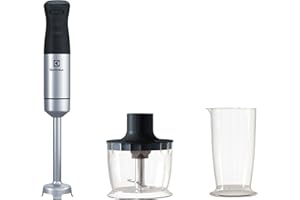 ‎ELECTROLUX Electrolux Blender Ręczny Create 5 E5HB1-6SS, Pręt do puree, Trzepaczka, Kubek i mini mielarka, Blenderowy, Wielojęzyczne prędkości, Funkcja Turbo, Wygodny uchwyt, Silnik o mocy 1000W, Stal Nierdzewna