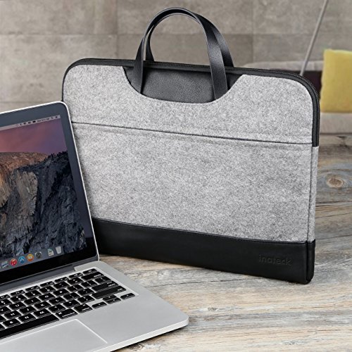 Inateck Schutzhülle für Laptops 15-15,4 Zoll Macbook Pro Retina Sleeve Hülle Kunstleder Laptop Tasche, Grau - 8