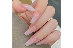 Luvadeyo 24 Pcs Coffin Press on Nails Ballerina Long Fake Nails Acrylic Full Cover Gradient False Nails for Women and Girls