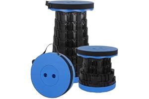 Rshuhx Przenośny stołek teleskopowy, składany stołek dla dorosłych, kemping, składany, lekki, chowany, wytrzymały, na koncerty, grill, wędkowanie, wędrówki, maksymalne obciążenie 210 kg, czarny +